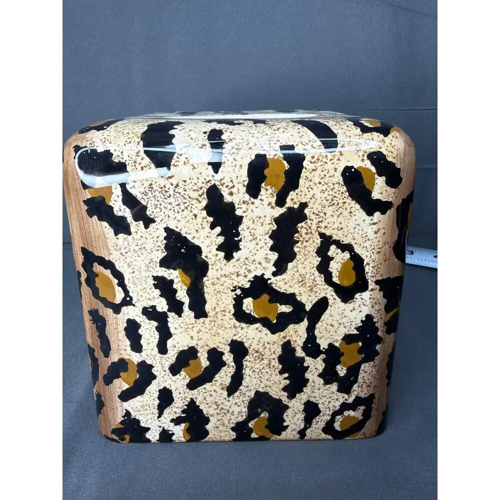 Y2K Cheetah Print Ceramic Tissue Holder Cover Safari Animal